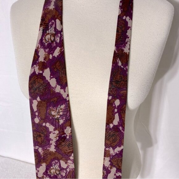 Vintage R. Andretti Burgundy Brown Abstract Print 100% Silk Tie - Picture 6 of 10